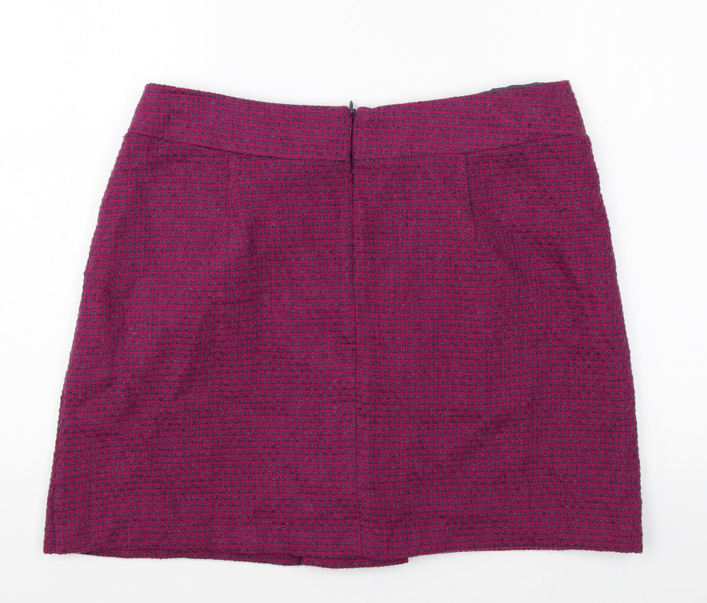 Marks and Spencer Womens Purple Geometric Polyester A-Line Skirt Size 14 Zip