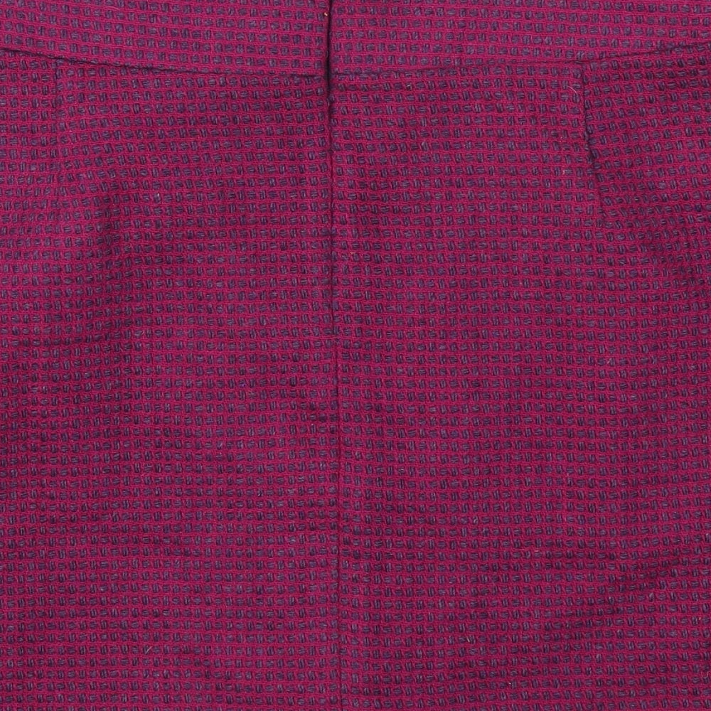 Marks and Spencer Womens Purple Geometric Polyester A-Line Skirt Size 14 Zip