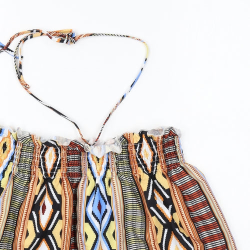 SheIn Womens Multicoloured Geometric Polyester Basic Tank Size S Halter