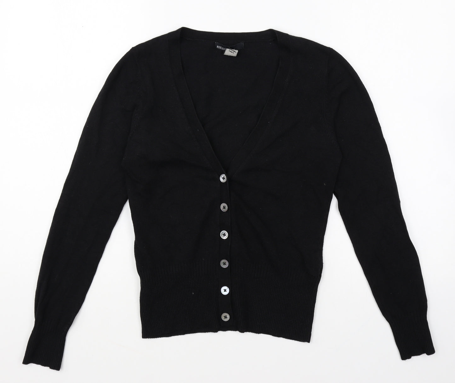 Mango Womens Black V-Neck Viscose Cardigan Jumper Size M