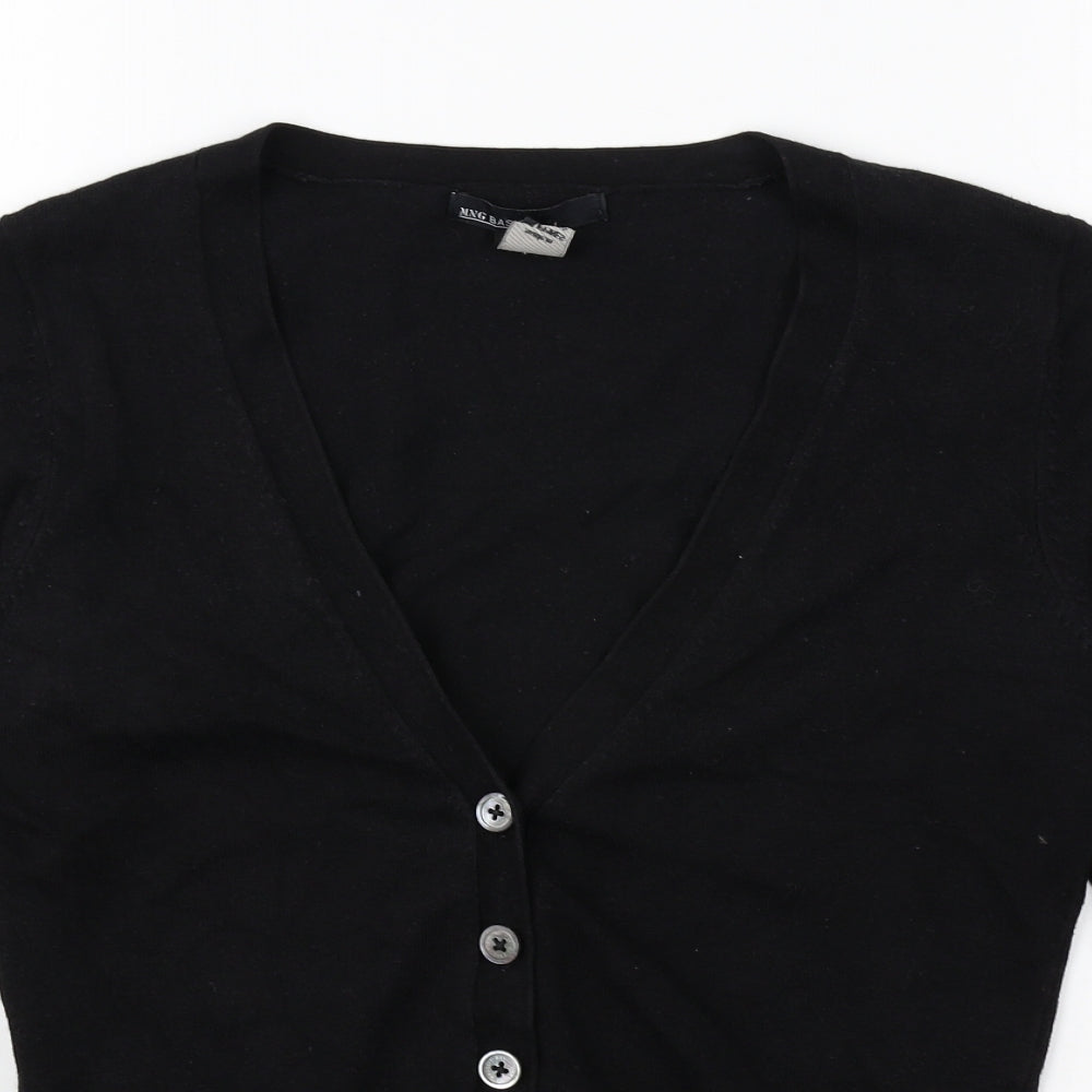 Mango Womens Black V-Neck Viscose Cardigan Jumper Size M