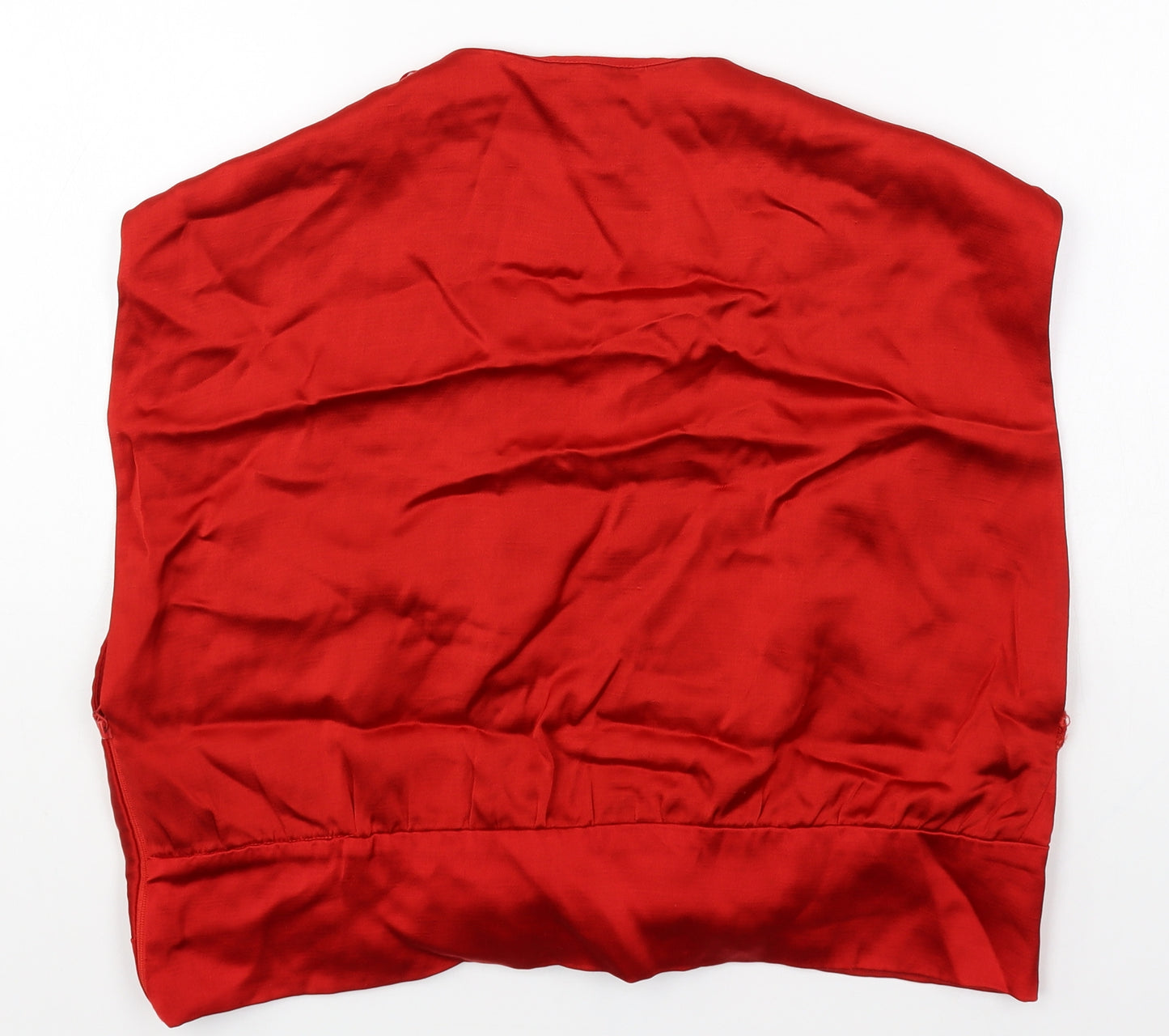Zara Womens Red Polyester Basic Blouse Size XL V-Neck