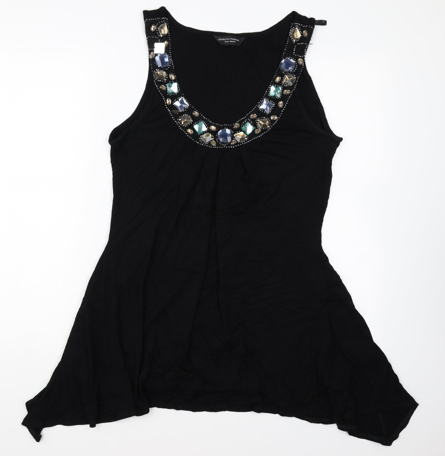 Dorothy per Womens Black Polyester Basic Blouse Size 16 Scoop Neck