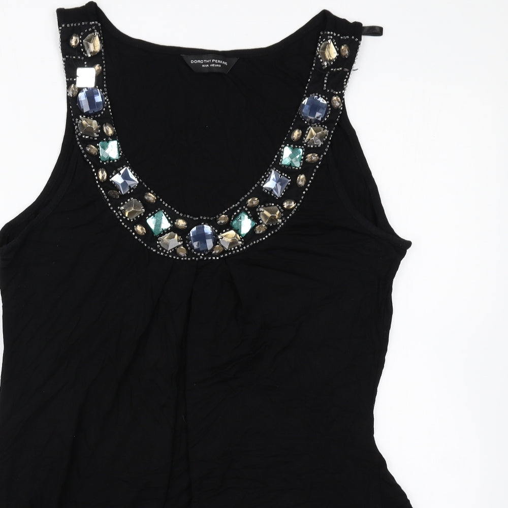 Dorothy per Womens Black Polyester Basic Blouse Size 16 Scoop Neck