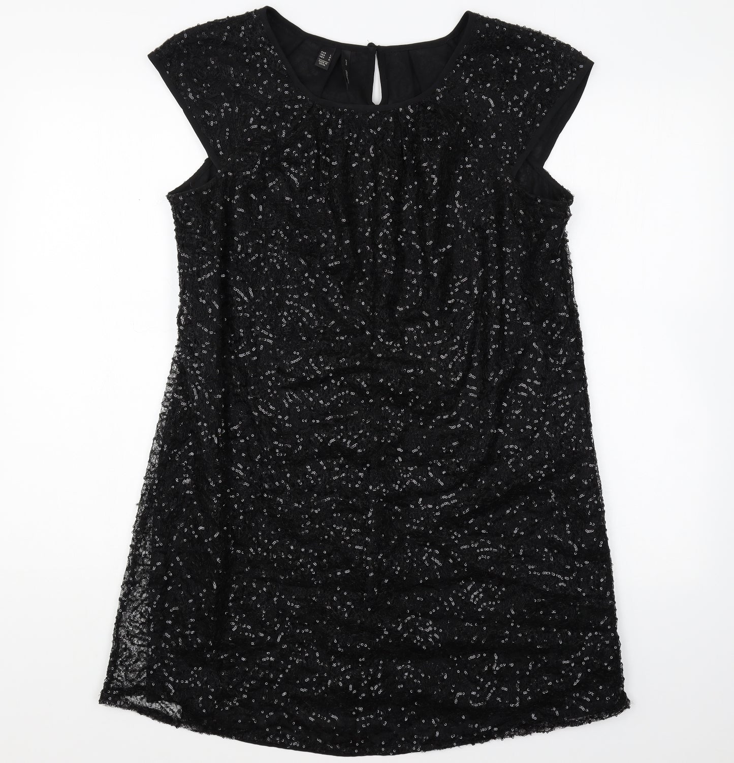 Mango Womens Black Polyester Shift Size L Boat Neck Pullover