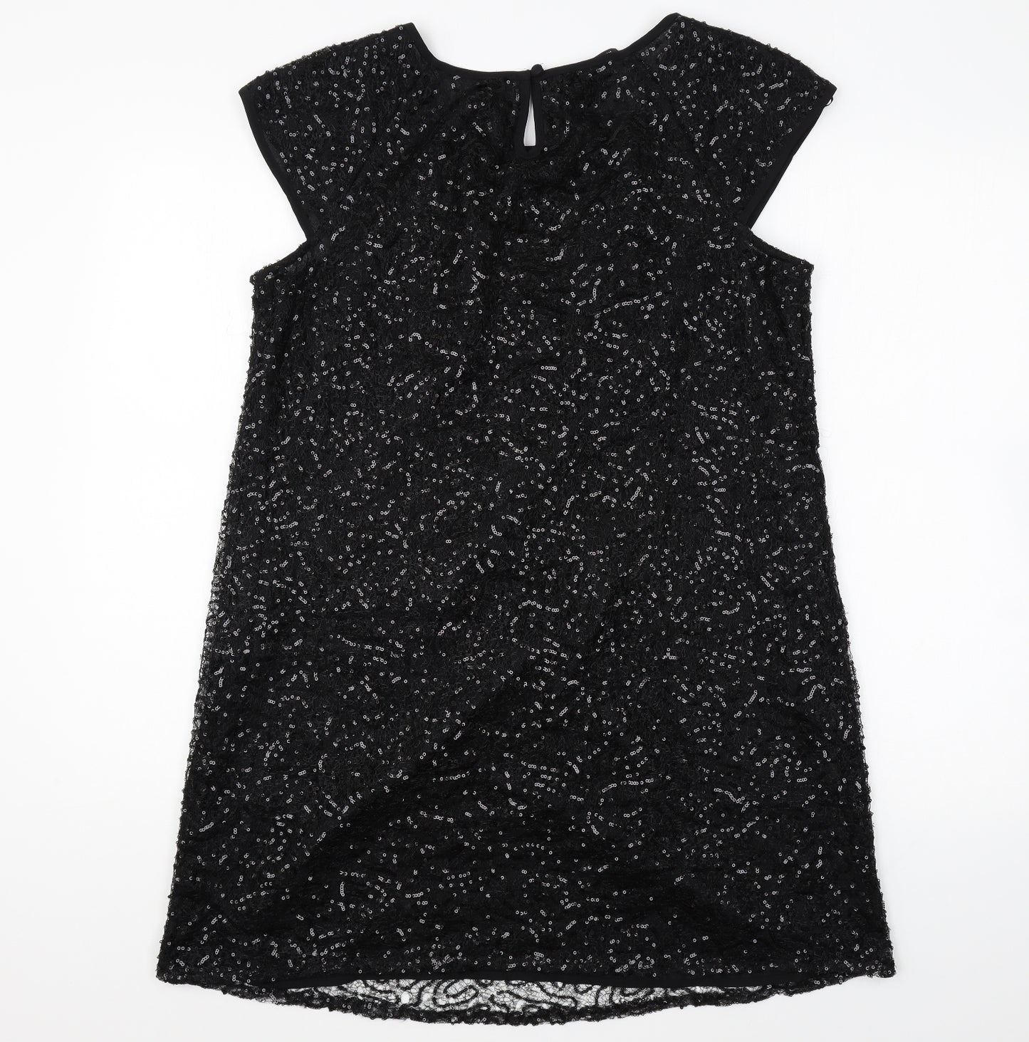 Mango Womens Black Polyester Shift Size L Boat Neck Pullover