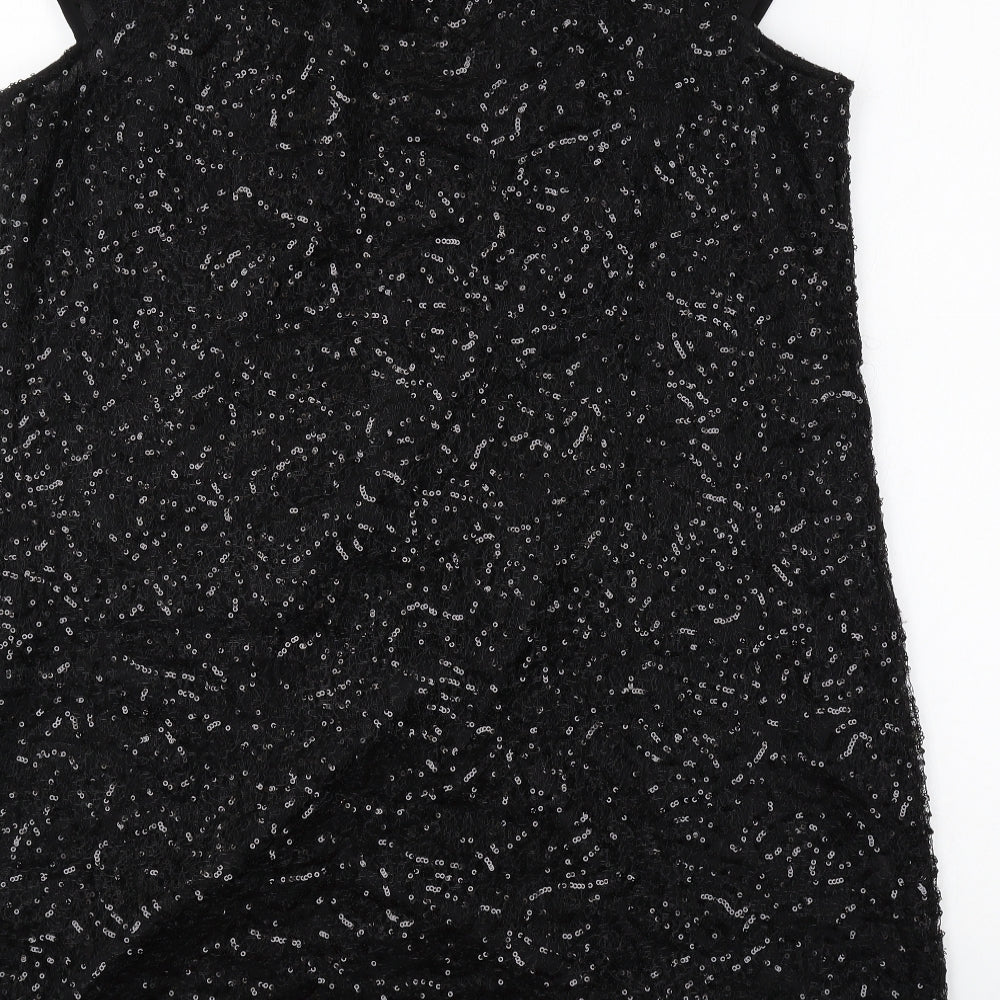 Mango Womens Black Polyester Shift Size L Boat Neck Pullover