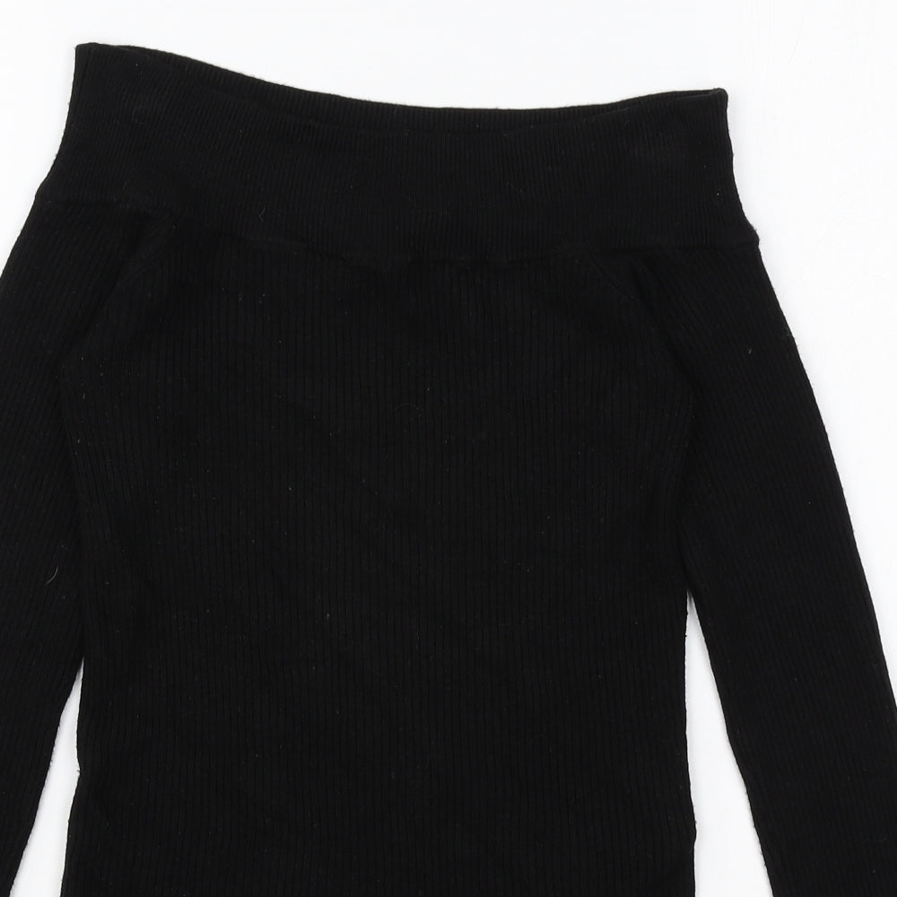 Miss Selfridge Womens Black Roll Neck Viscose Pullover Jumper Size 10