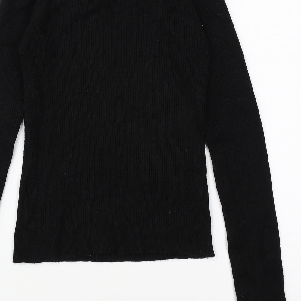 Miss Selfridge Womens Black Roll Neck Viscose Pullover Jumper Size 10
