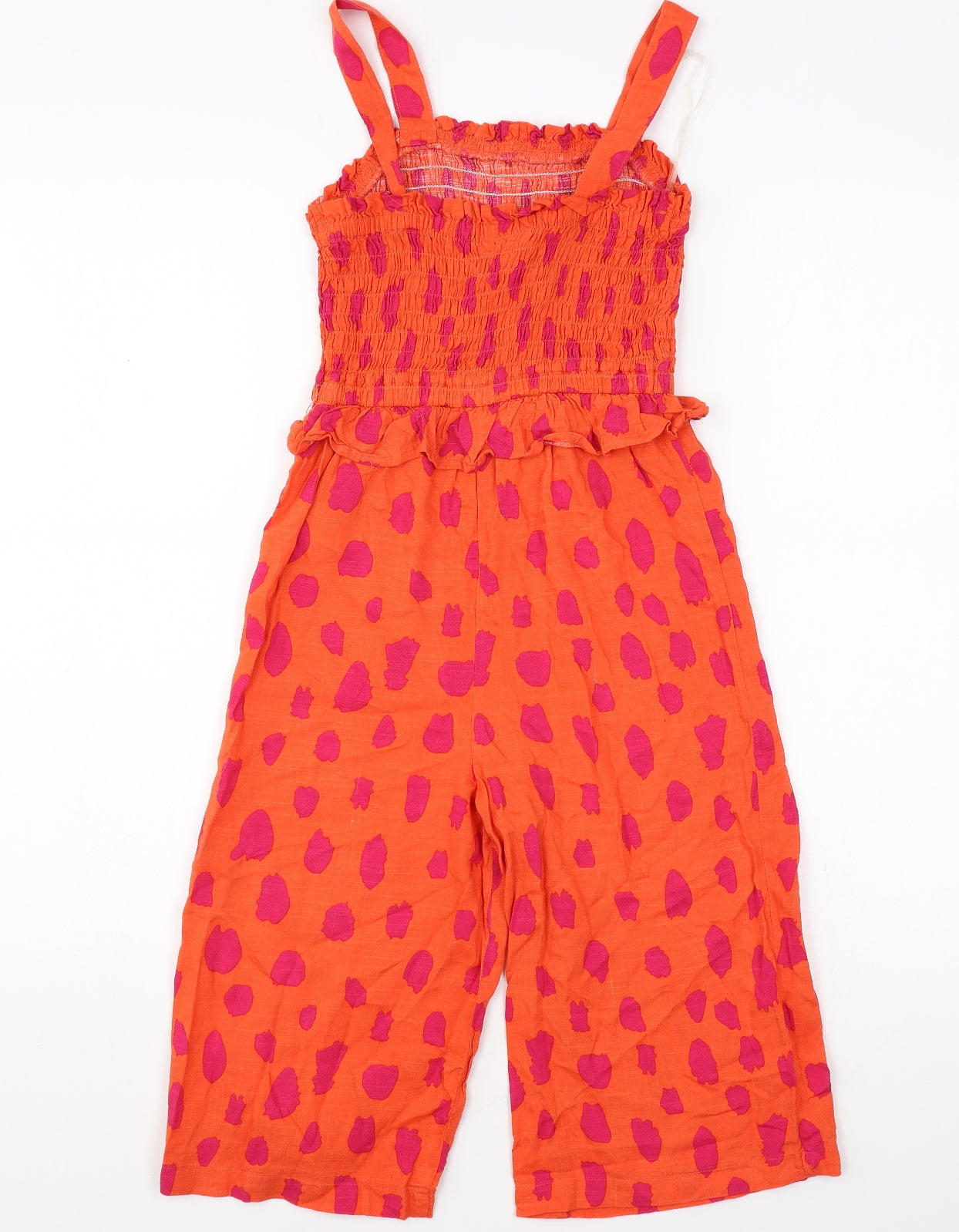 Matalan Girls Orange Geometric Cotton Jumpsuit One-Piece Size 8 Years Pullover
