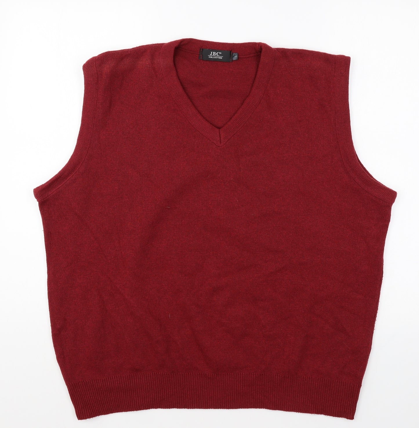 JBC Mens Red V-Neck Cotton Vest Jumper Size L
