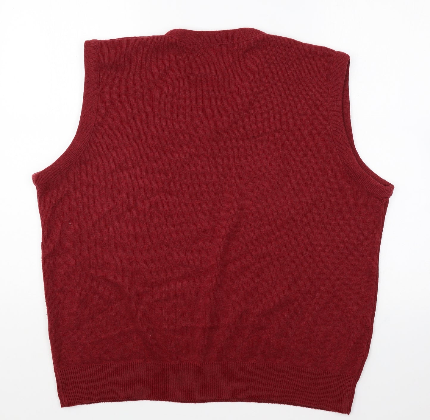 JBC Mens Red V-Neck Cotton Vest Jumper Size L