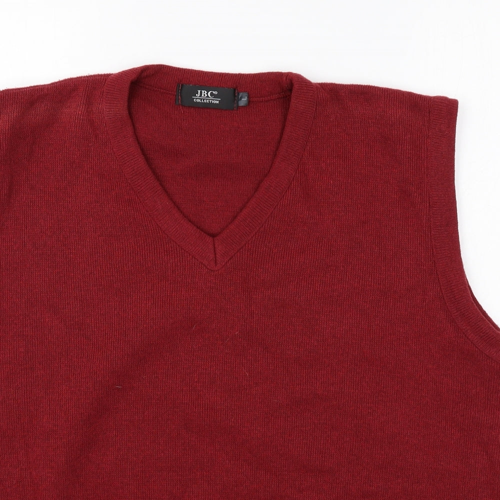 JBC Mens Red V-Neck Cotton Vest Jumper Size L