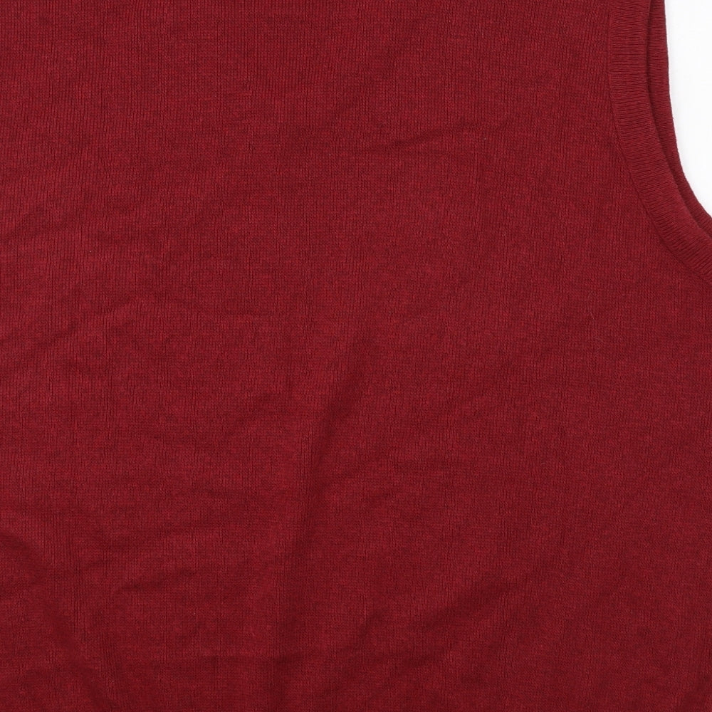 JBC Mens Red V-Neck Cotton Vest Jumper Size L