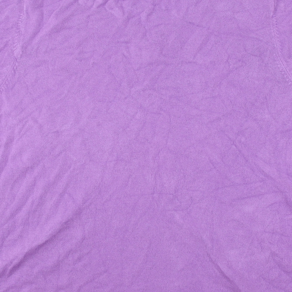 TU Womens Purple V-Neck Acrylic Pullover Jumper Size 24
