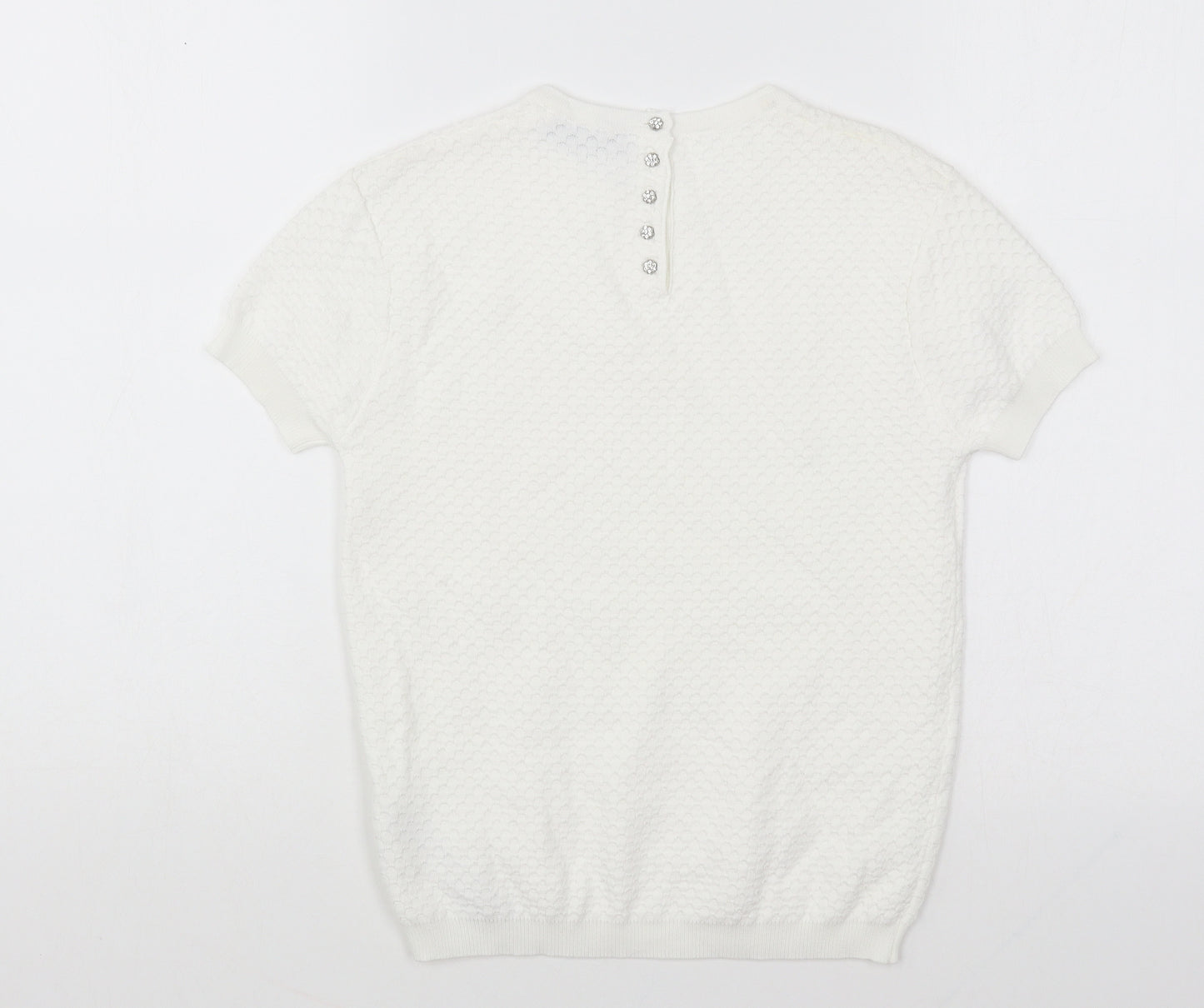 Zara Womens White Round Neck Acrylic Pullover Jumper Size S
