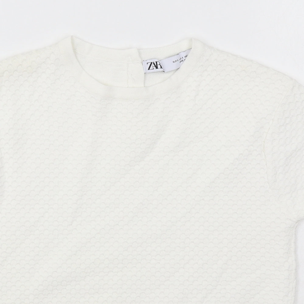 Zara Womens White Round Neck Acrylic Pullover Jumper Size S