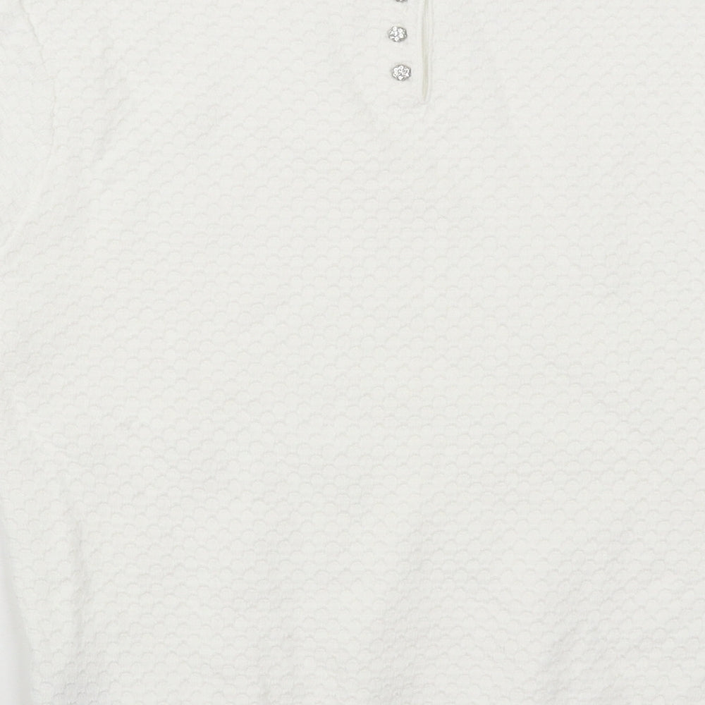 Zara Womens White Round Neck Acrylic Pullover Jumper Size S