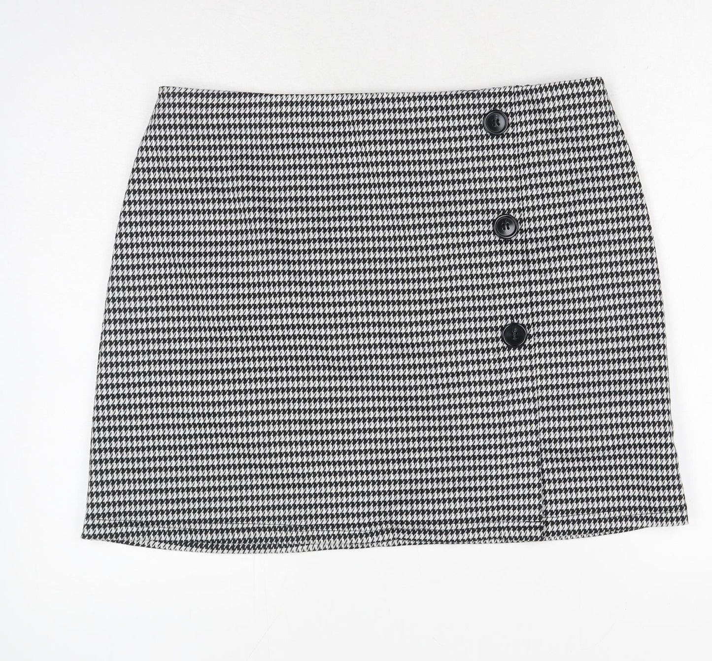 Peacocks Womens Black Geometric Polyester Mini Skirt Size 16 Zip