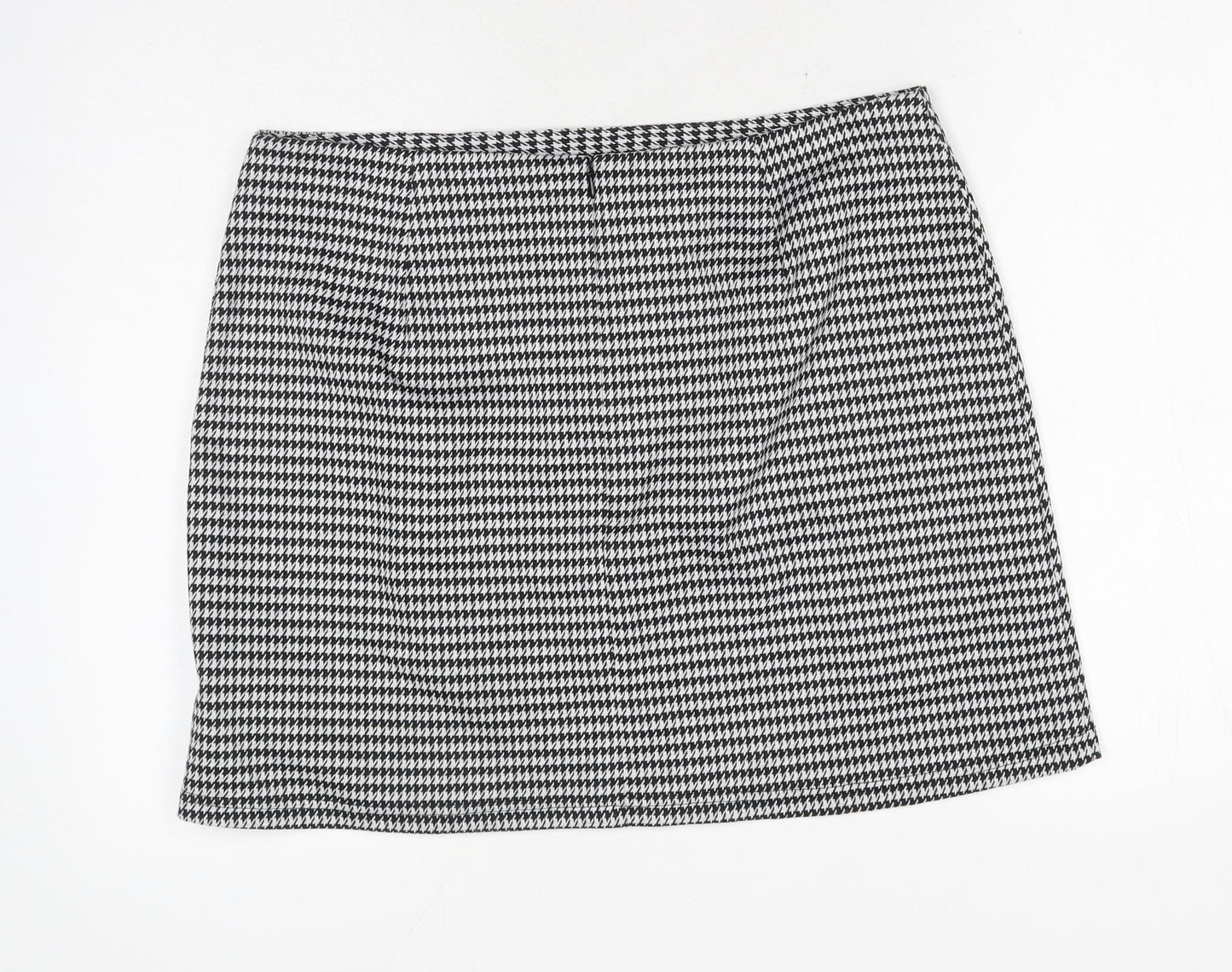 Peacocks Womens Black Geometric Polyester Mini Skirt Size 16 Zip