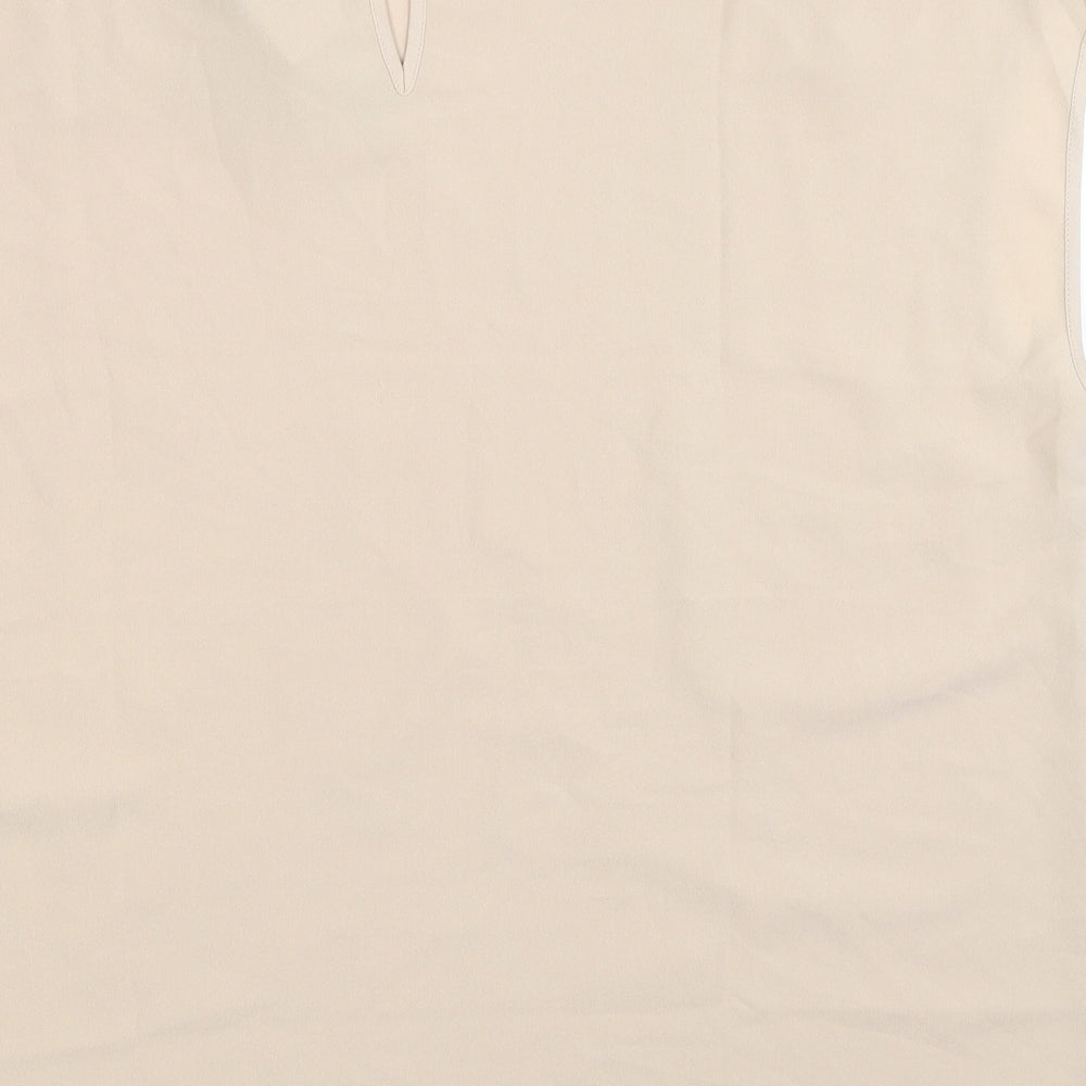 Warehouse Womens Beige Polyester Basic Blouse Size 16 Round Neck