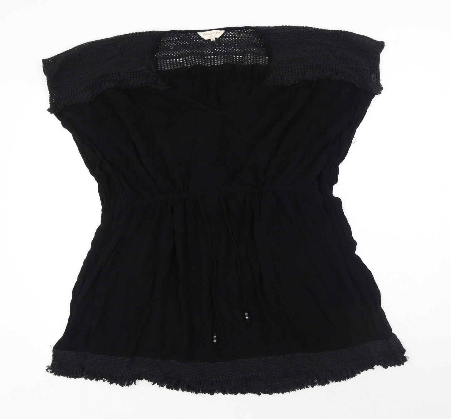 F&F Womens Black Viscose Basic Blouse Size L V-Neck