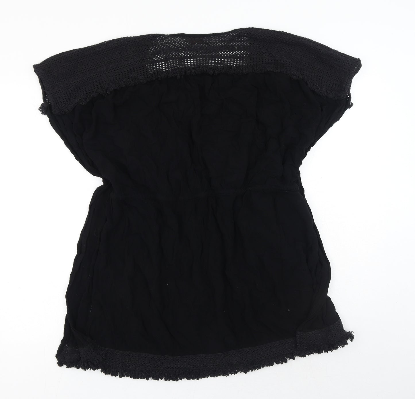 F&F Womens Black Viscose Basic Blouse Size L V-Neck