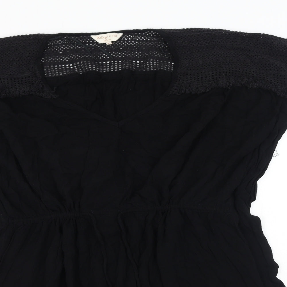 F&F Womens Black Viscose Basic Blouse Size L V-Neck