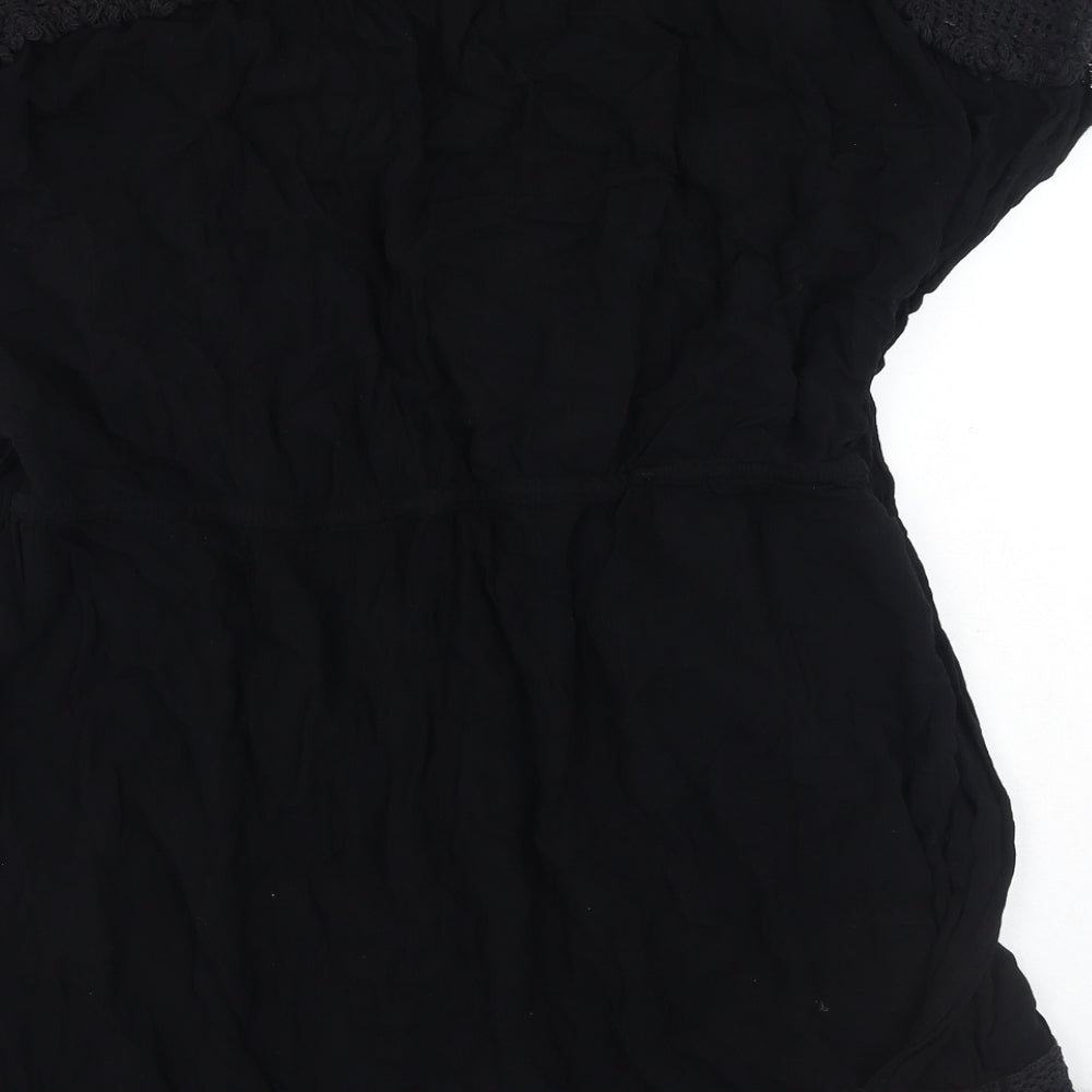 F&F Womens Black Viscose Basic Blouse Size L V-Neck