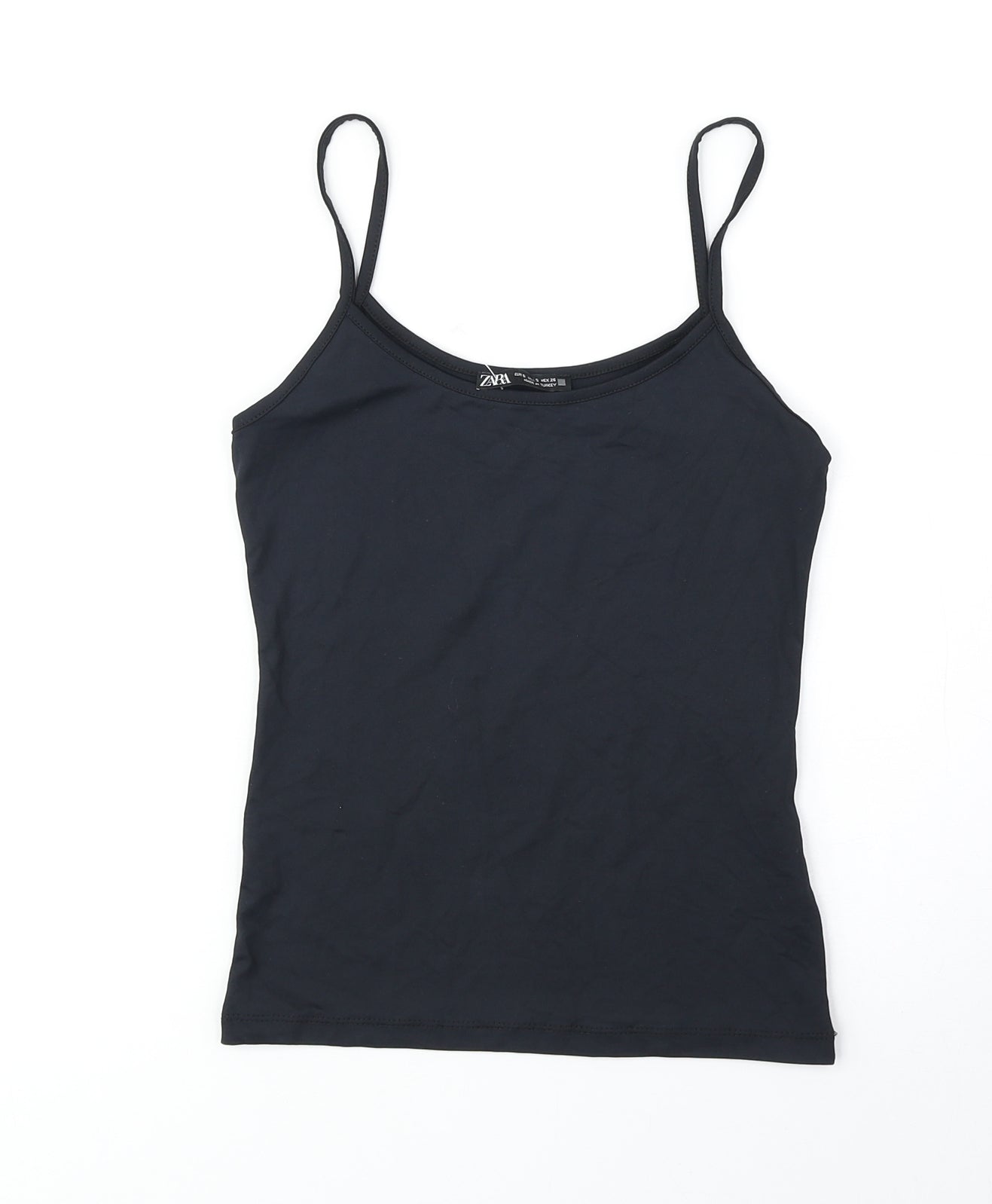 Zara Womens Blue Polyamide Basic Tank Size S Round Neck