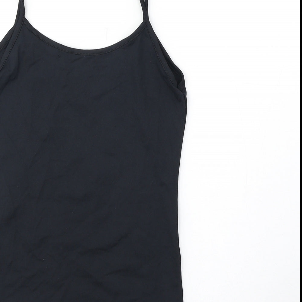 Zara Womens Blue Polyamide Basic Tank Size S Round Neck