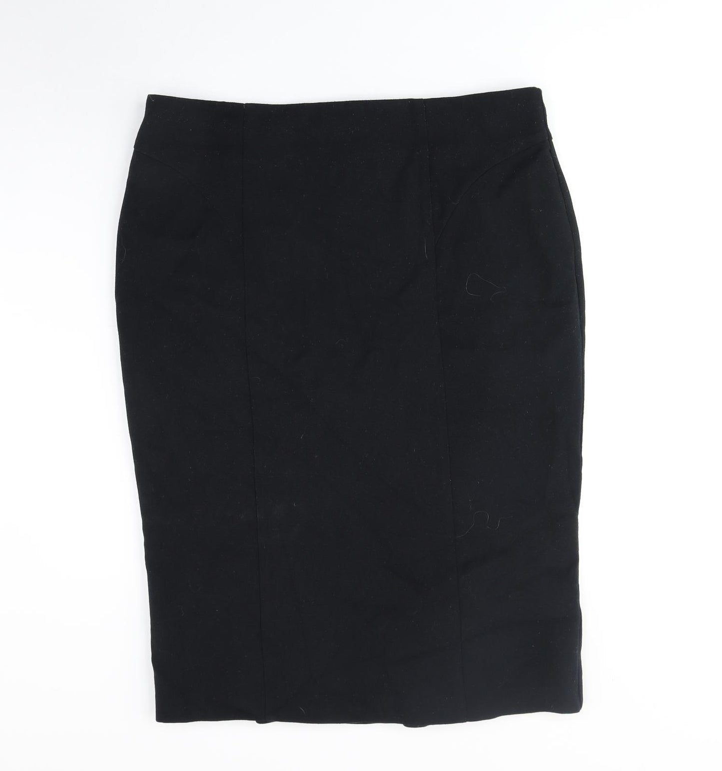 Marks and Spencer Womens Black Polyester Straight & Pencil Skirt Size 36 in Zip