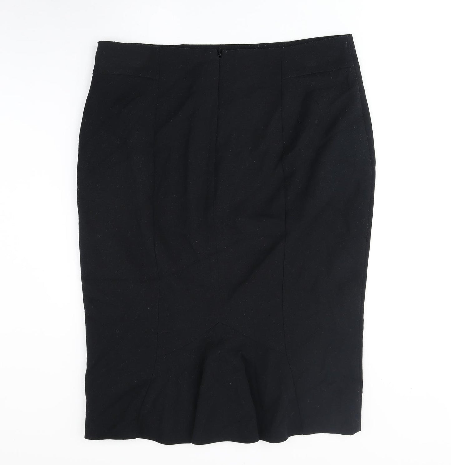 Marks and Spencer Womens Black Polyester Straight & Pencil Skirt Size 36 in Zip