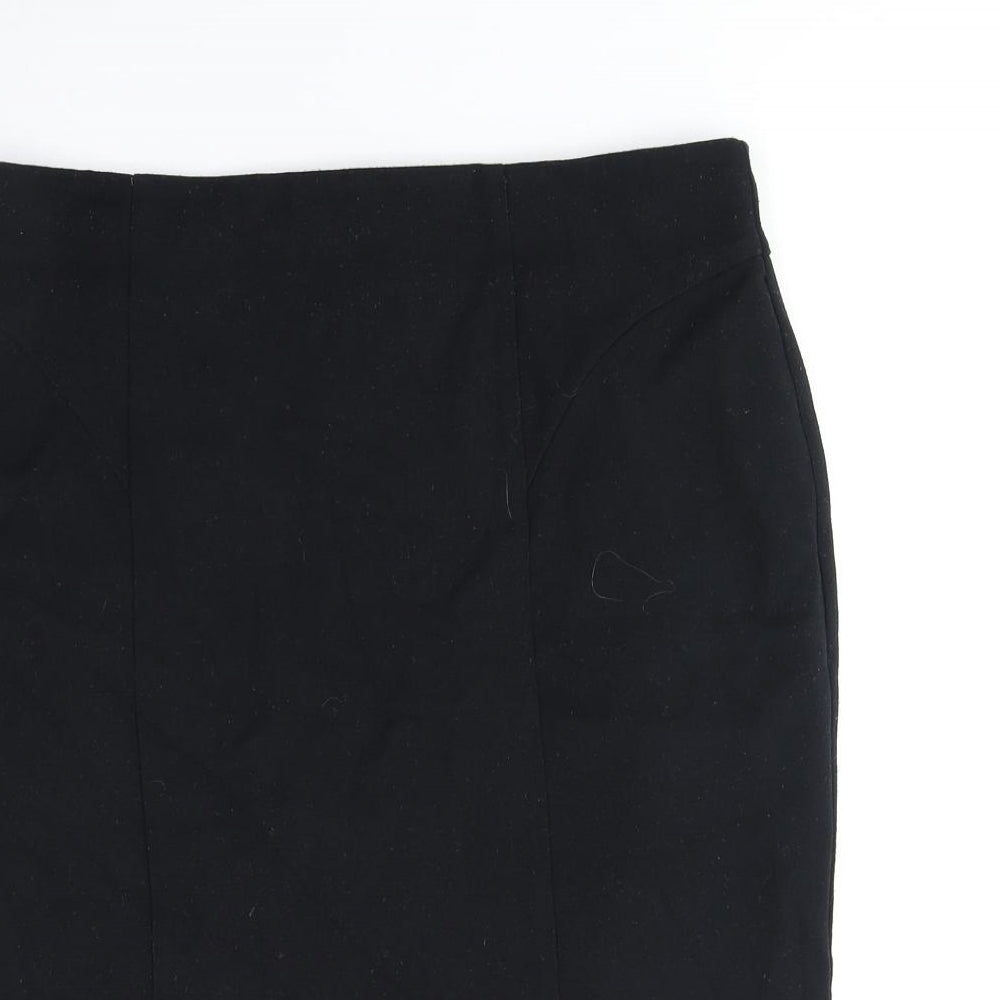 Marks and Spencer Womens Black Polyester Straight & Pencil Skirt Size 36 in Zip