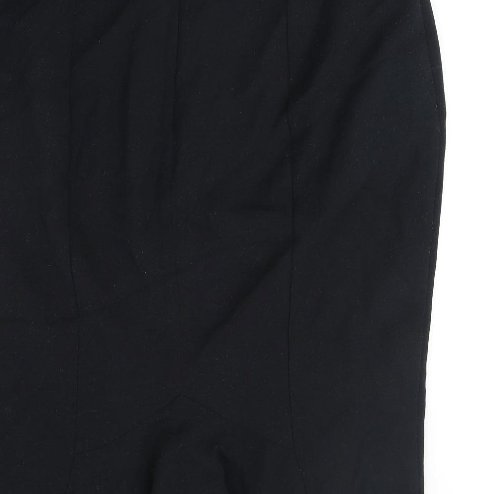 Marks and Spencer Womens Black Polyester Straight & Pencil Skirt Size 36 in Zip