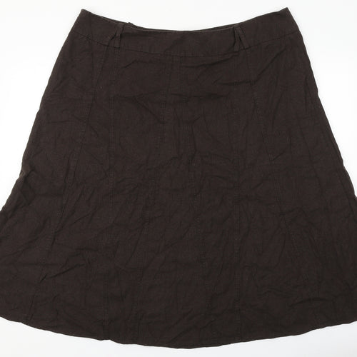 Marks and Spencer Womens Brown Linen A-Line Skirt Size 22 Zip