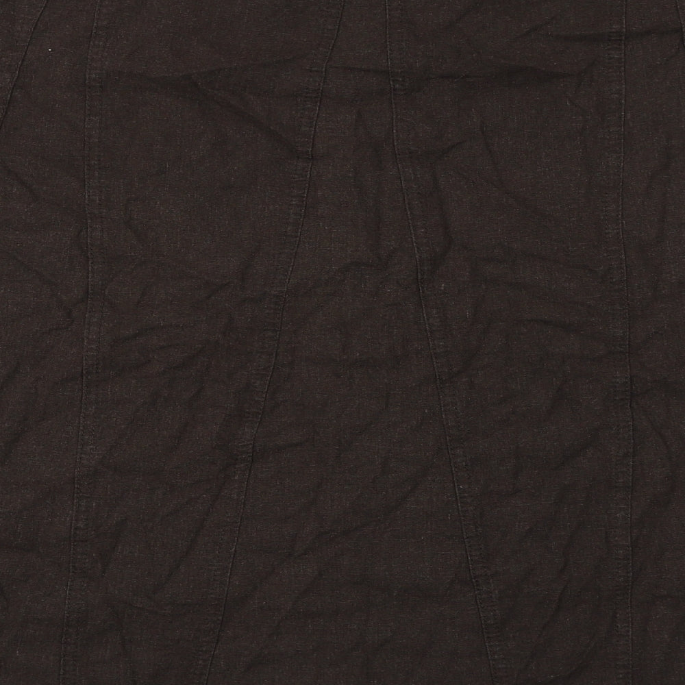 Marks and Spencer Womens Brown Linen A-Line Skirt Size 22 Zip