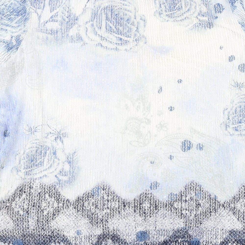 Anna rose Womens Blue Floral Viscose Basic T-Shirt Size L Round Neck