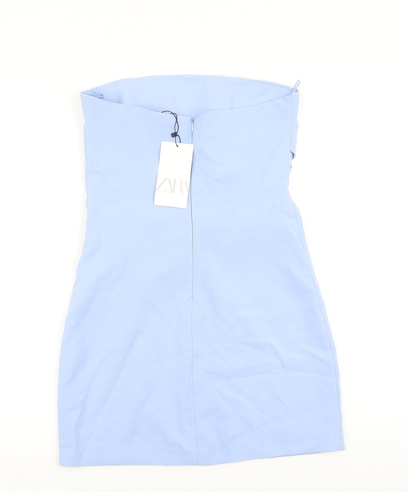Zara Womens Blue Polyester Shift Size M Off the Shoulder Zip