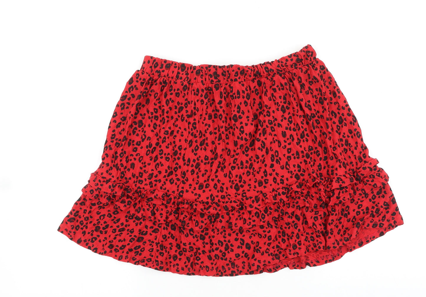 NEXT Womens Red Animal Print Polyester Mini Skirt Size 10 - Leopard Pattern