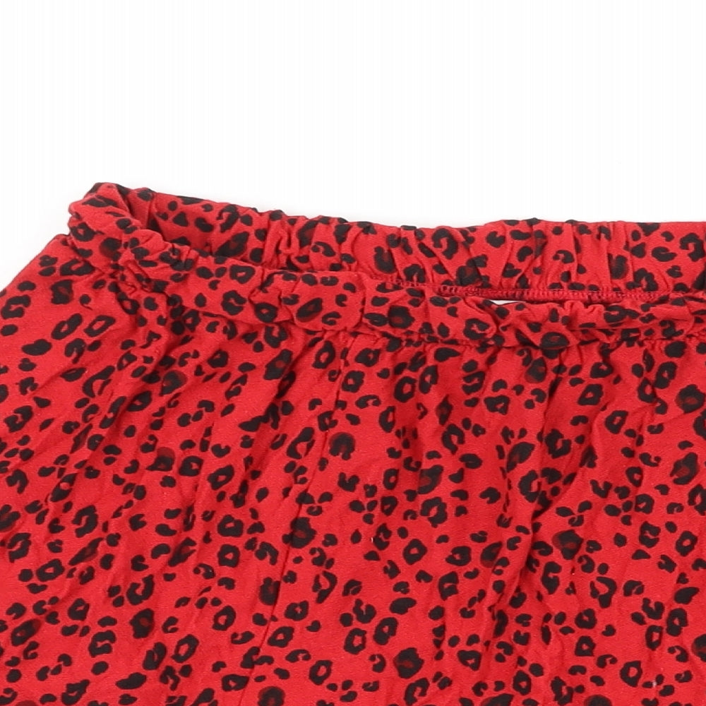 NEXT Womens Red Animal Print Polyester Mini Skirt Size 10 - Leopard Pattern