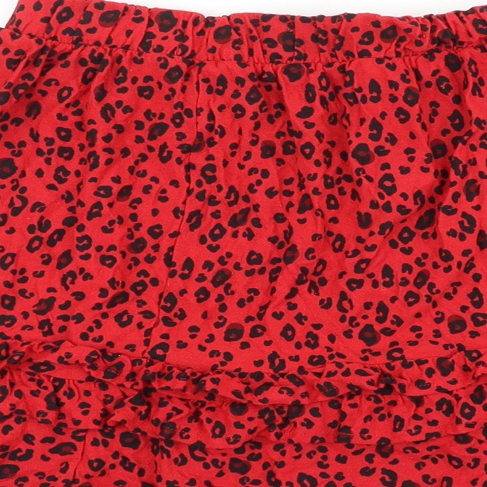 NEXT Womens Red Animal Print Polyester Mini Skirt Size 10 - Leopard Pattern