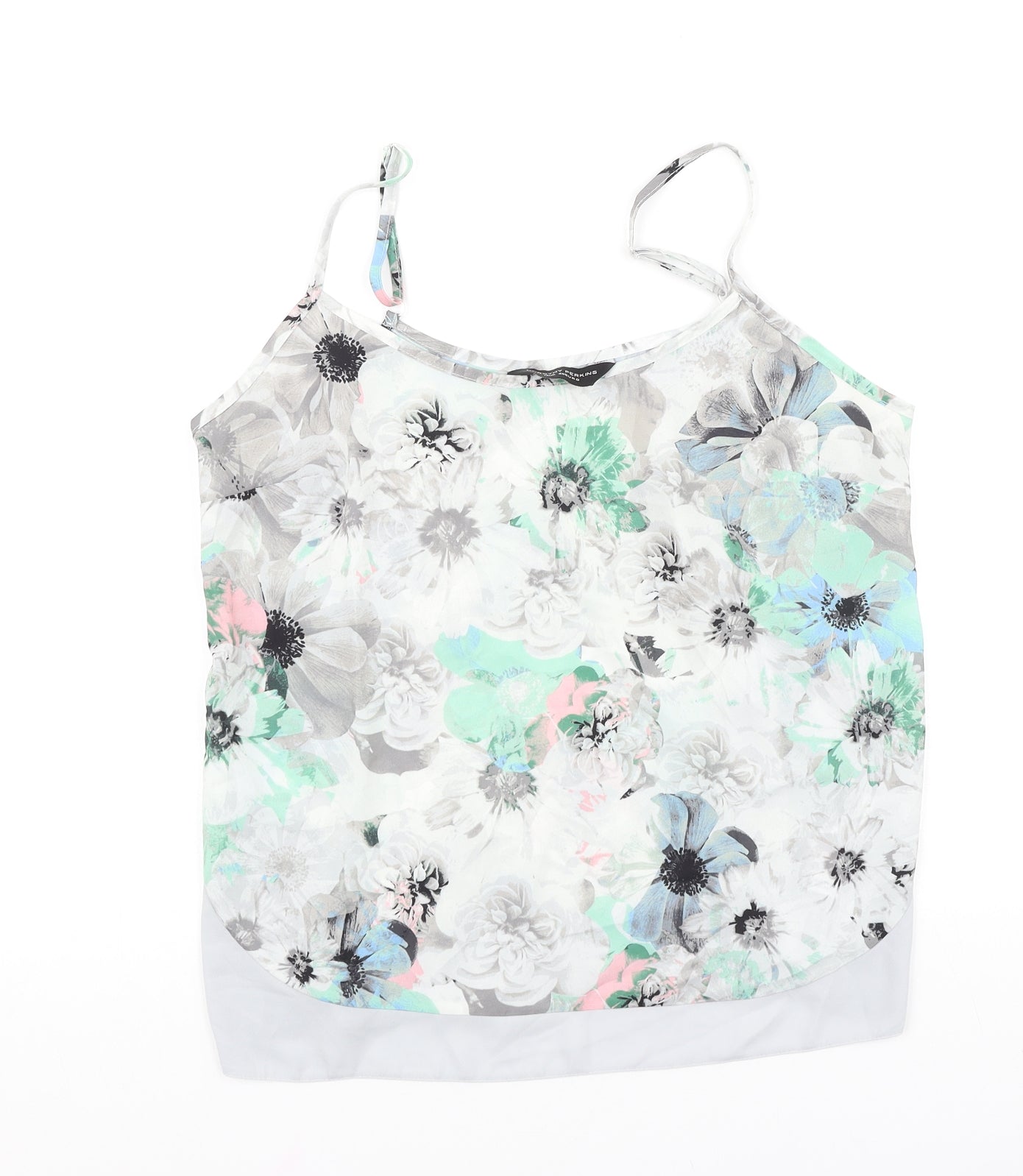Dorothy Perkins Womens Grey Floral Polyester Basic Tank Size 12 Round Neck