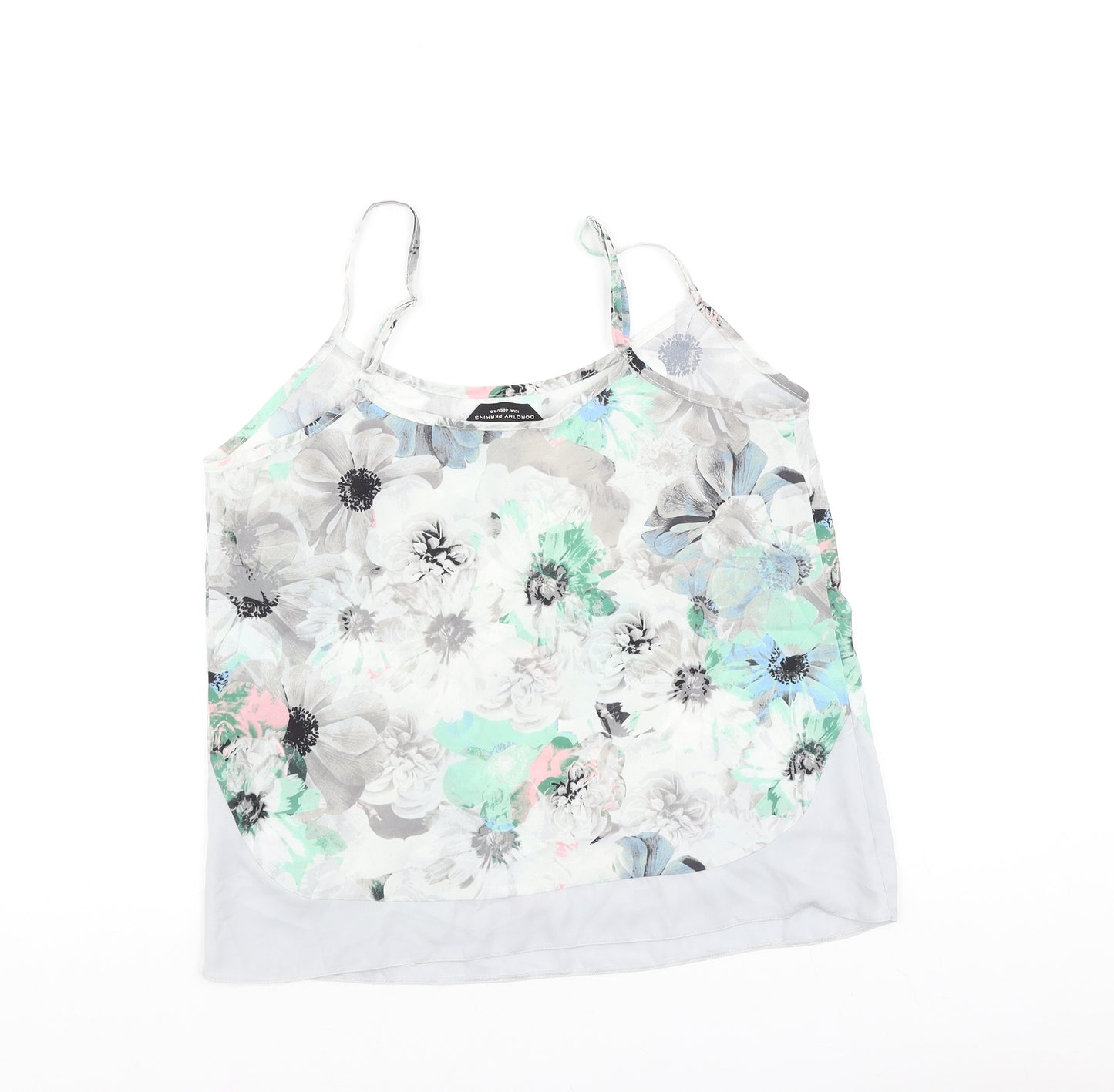 Dorothy Perkins Womens Grey Floral Polyester Basic Tank Size 12 Round Neck