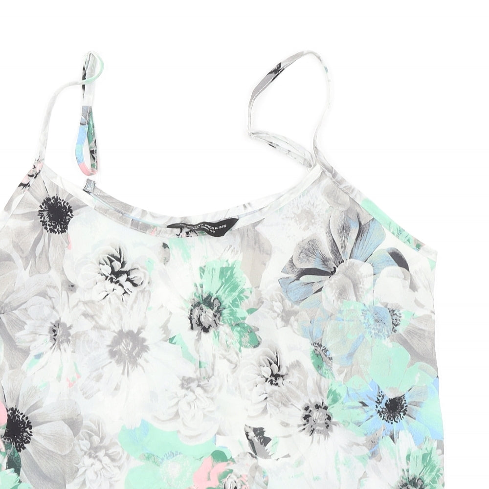Dorothy Perkins Womens Grey Floral Polyester Basic Tank Size 12 Round Neck
