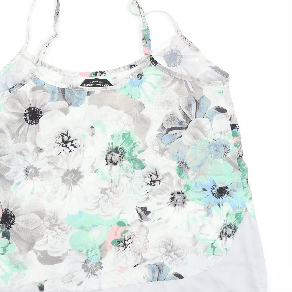 Dorothy Perkins Womens Grey Floral Polyester Basic Tank Size 12 Round Neck