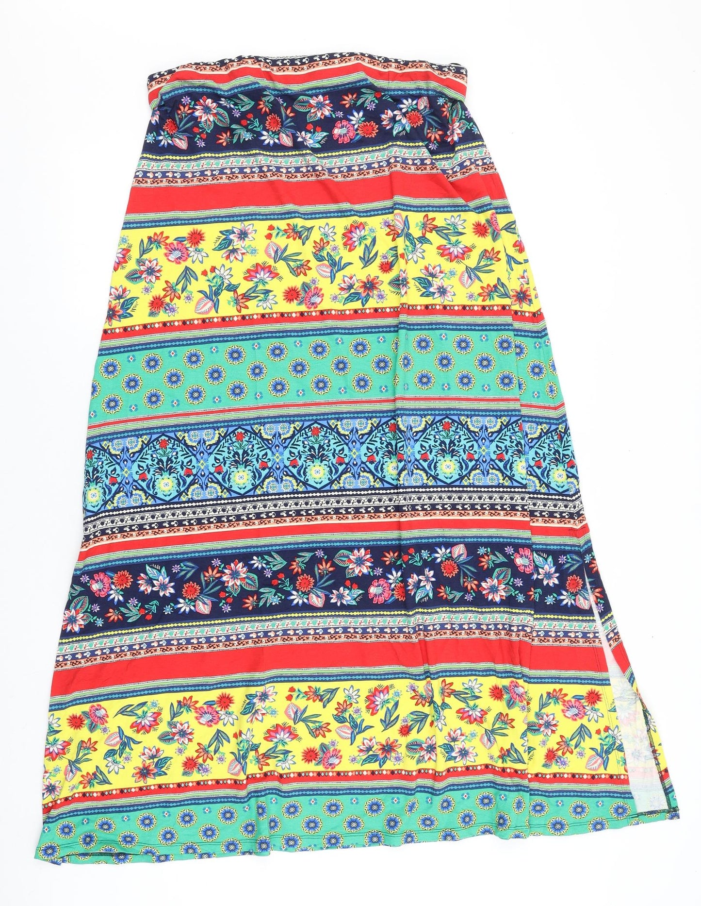 Monsoon Womens Ivory Geometric Viscose Flare Skirt Size L
