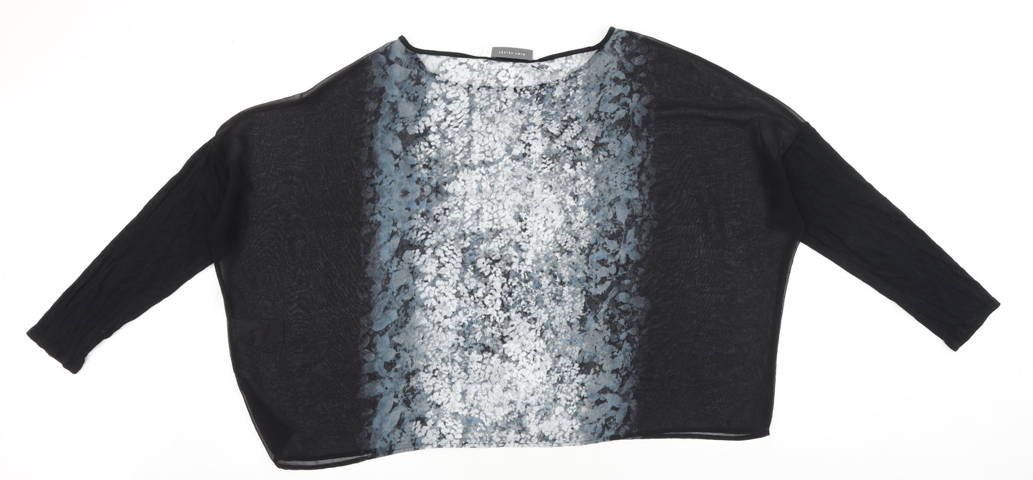 Mint Velvet Womens Black Polyester Basic T-Shirt Size 12 Boat Neck