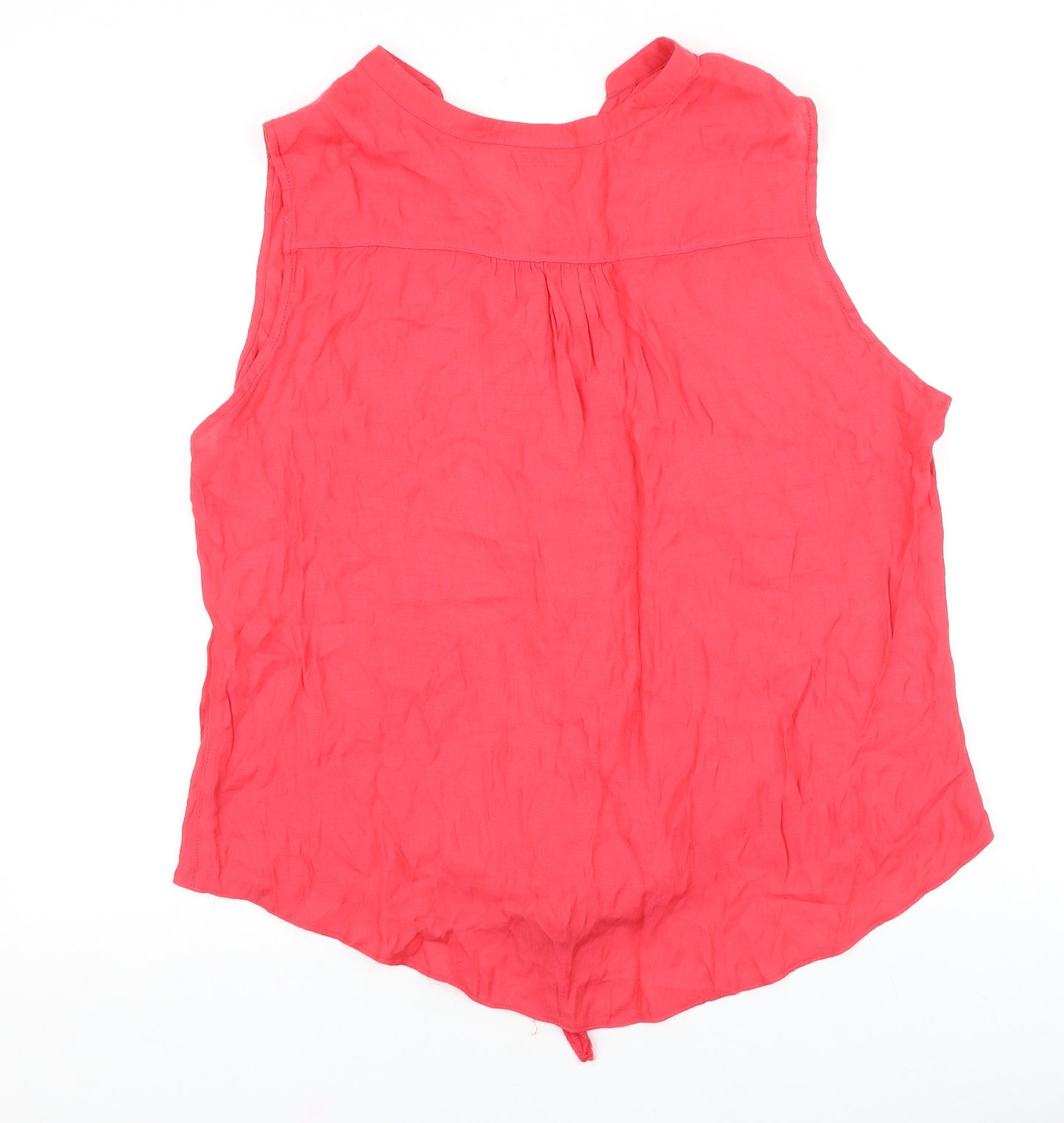 Wallis Womens Pink Cotton Basic Button-Up Size 18 V-Neck - Knot Front