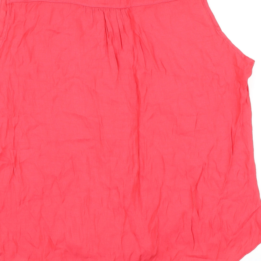 Wallis Womens Pink Cotton Basic Button-Up Size 18 V-Neck - Knot Front